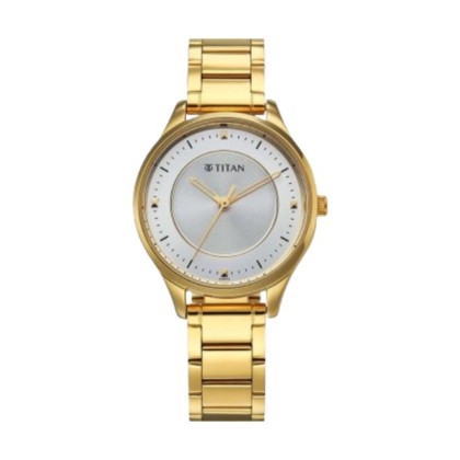 Titan Quartz 2649YM05 White Dial Stainless Steel Strap Analog Women Watch